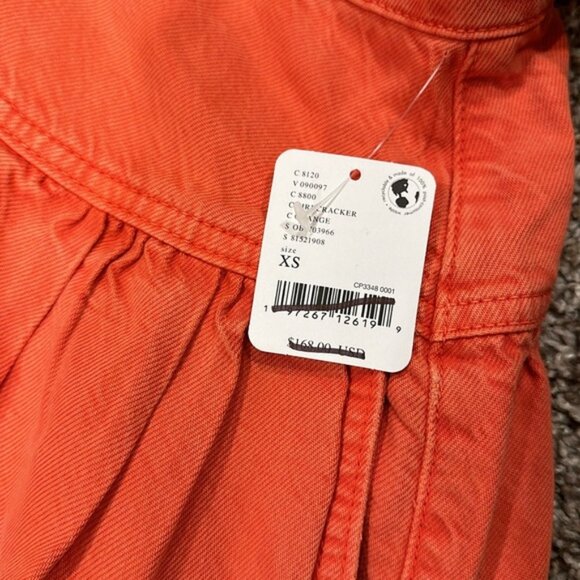 Free People We The Free Denim Dreamweaver Tiered Maxi Skirt Fire Orange - Picture 6 of 8